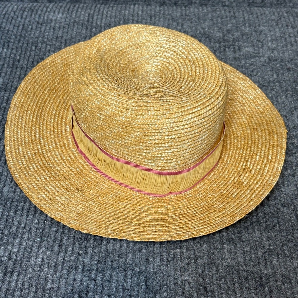 Borsalino Made in Italy Straw Fedora Hat Large Raffia Wide Brim Designer Womens - Picture 5 of 10